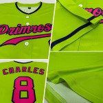 Maillot de baseball authentique rose-vert marine fluo personnalisé Maillot de baseball authentique rose-vert marine fluo personnalisé