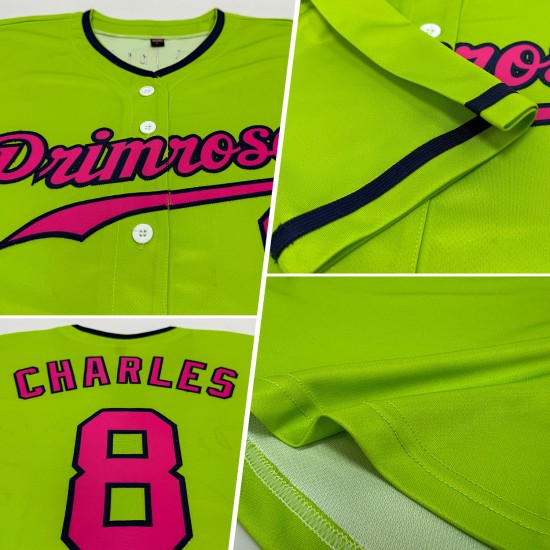 Maillot de baseball authentique rose-vert marine fluo personnalisé Maillot de baseball authentique rose-vert marine fluo personnalisé