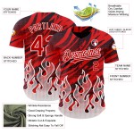 Maglia da baseball rosso fiamma nera e bianca, modello personalizzato, design 3D autentico