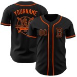 Maglia da baseball nera arancione personalizzata autentica