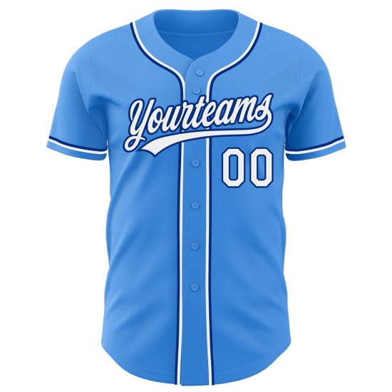 Maillot de baseball blanc-royal personnalisé authentique bleu électrique Maillot de baseball blanc-royal personnalisé authentique bleu électrique