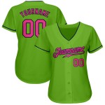 Maillot de baseball authentique rose-vert marine fluo personnalisé Maillot de baseball authentique rose-vert marine fluo personnalisé