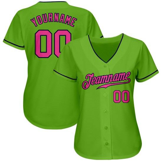 Maillot de baseball authentique rose-vert marine fluo personnalisé Maillot de baseball authentique rose-vert marine fluo personnalisé