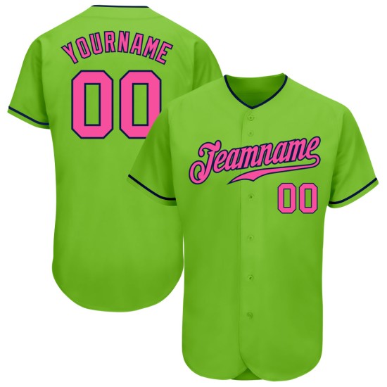 Maillot de baseball authentique rose-vert marine fluo personnalisé Maillot de baseball authentique rose-vert marine fluo personnalisé