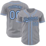 Maillot de baseball gris authentique à rayures bleues et noires claires Maillot de baseball gris authentique à rayures bleues et noires claires