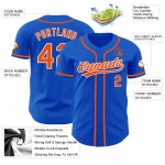 Maillot de baseball authentique Blue Thunder orange-blanc personnalisé Maillot de baseball authentique Blue Thunder orange-blanc personnalisé