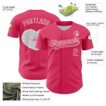 Maglia da baseball personalizzata per San Valentino, con cuore autentico rosa e bianco, 3D Maglia da baseball personalizzata per San Valentino, con cuore autentico rosa e bianco, 3D