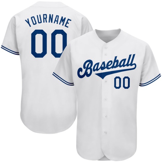 Maillot de baseball blanc authentique personnalisé Royal Maillot de baseball blanc authentique personnalisé Royal