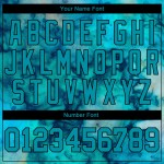 Maillot de baseball bleu sarcelle-noir, teinture personnalisée 3D, cravate authentique