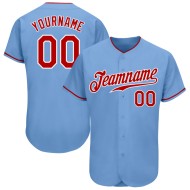 Maillot de baseball bleu authentique rouge-blanc personnalisé léger