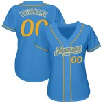 Maillot de baseball authentique Custom Powder Or-Blanc-Bleu