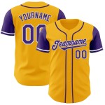 Maglia da baseball autentica Tone Two Viola-Bianco personalizzata Oro