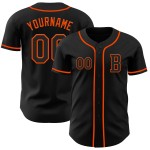 Maglia da baseball nera arancione personalizzata autentica