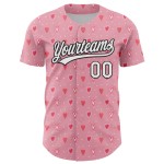 Maglia da baseball autentica rosa, bianca e nera, con cuore 3D, luce e amore, personalizzata per San Valentino Maglia da baseball autentica rosa, bianca e nera, con cuore 3D, luce e amore, personalizzata per San Valentino