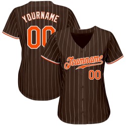 Maglia da baseball personalizzata autentica con strisce marroni arancioni e bianche