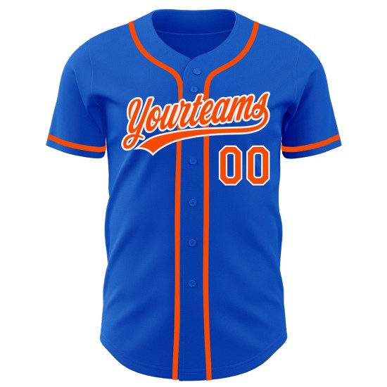 Maillot de baseball authentique Blue Thunder orange-blanc personnalisé Maillot de baseball authentique Blue Thunder orange-blanc personnalisé