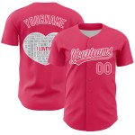 Maglia da baseball personalizzata per San Valentino, con cuore autentico rosa e bianco, 3D Maglia da baseball personalizzata per San Valentino, con cuore autentico rosa e bianco, 3D