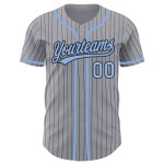 Maillot de baseball gris authentique à rayures bleues et noires claires Maillot de baseball gris authentique à rayures bleues et noires claires