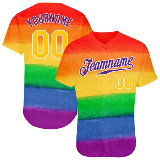 Le mois de la fierté et du baseball est un maillot LGBT authentique pour Rainbow Custom